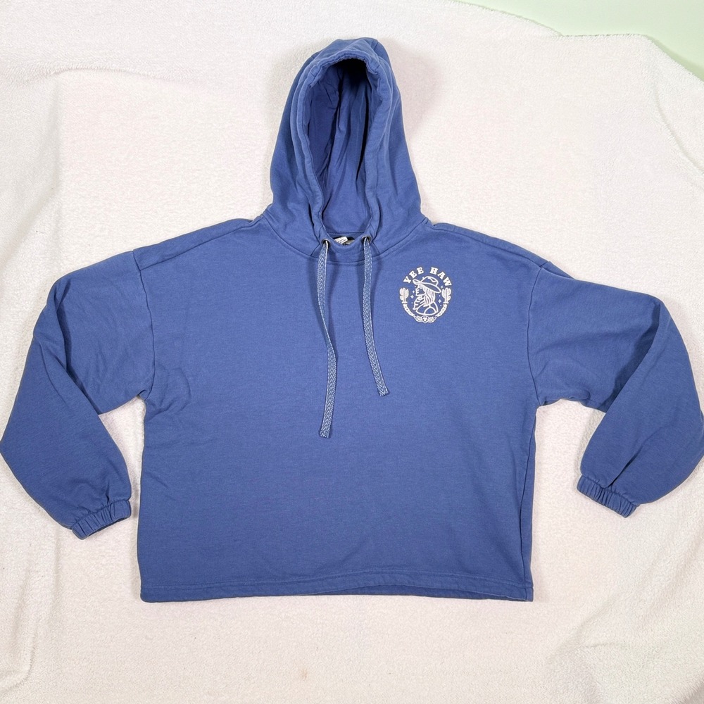 Ariat Yee Haw Graphic Hoodie Sweatshirt Blue Cowgirl Western Women's Size M